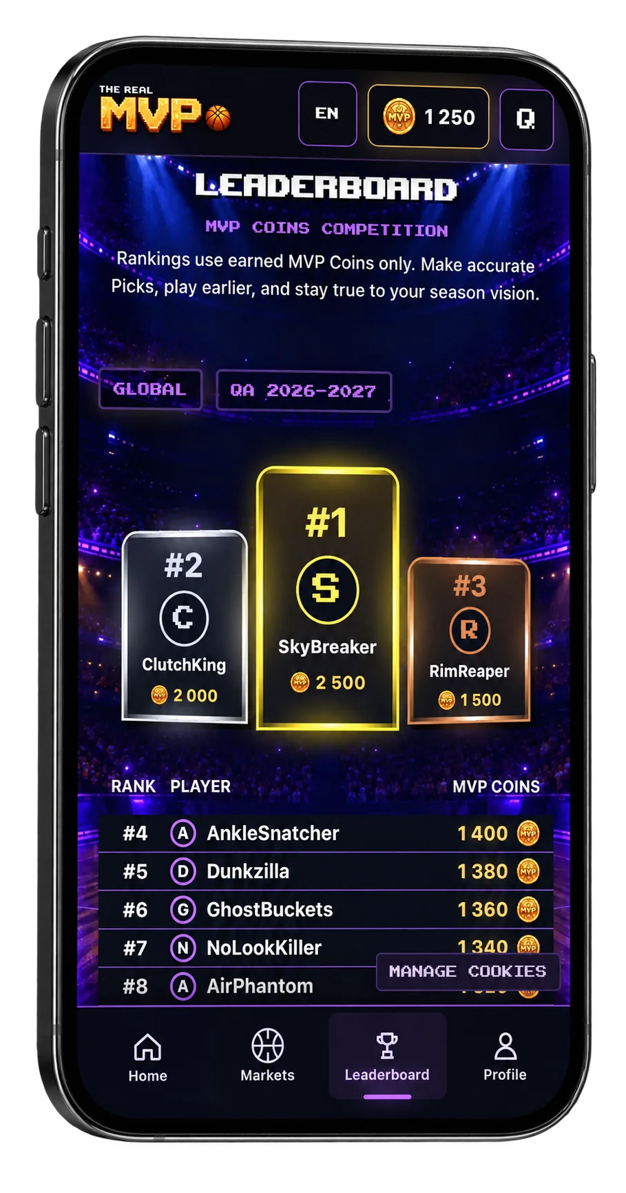 Aperçu de l’application The Real MVP : Leaderboard