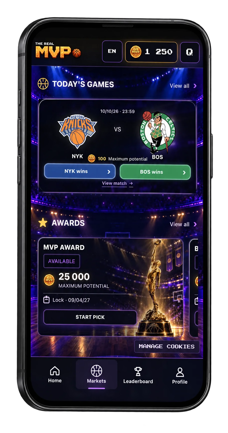 Aperçu de l’application The Real MVP : Market : matchs et awards